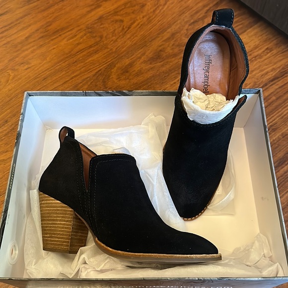 Jeffrey Campbell Shoes - Jeffrey Campbell Rosalee-Black Oiled Suede Booties